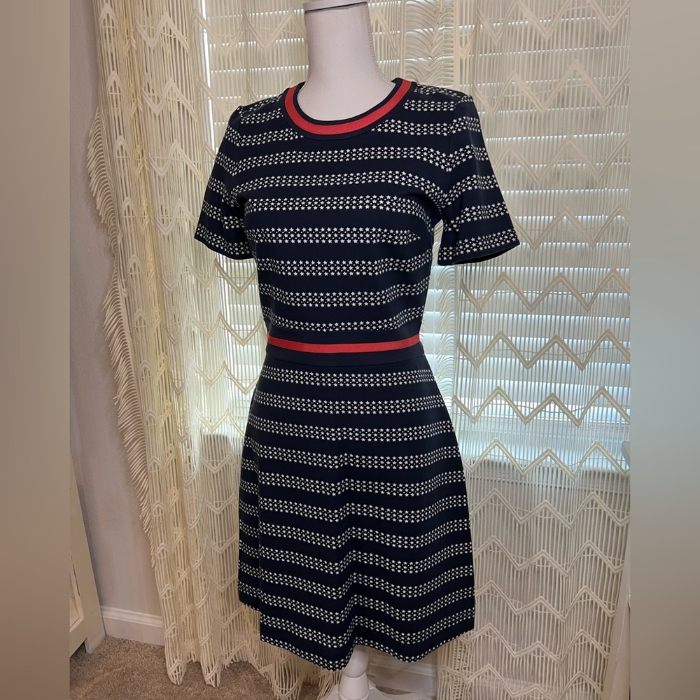 NWT Draper James Star Pointe A Line Dress Navy White Pink Size Small New